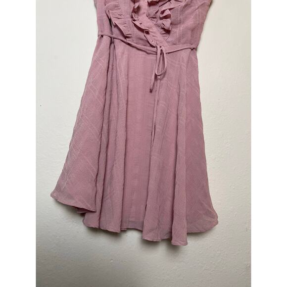 Saints Secrets Ruffle V-neck Mini Dress Pale Rose M Y2K Babydoll Chic Feminine - Picture 7 of 13